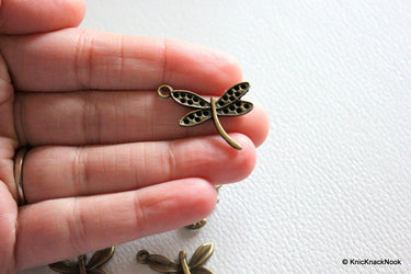 5 x Bronze Tone Dragonfly Charms Pendants